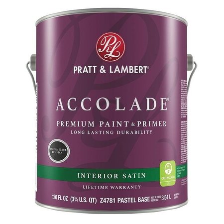 PRATT & LAMBERT Accolade Z4700 Paint and Primer, Satin, Pastel Base, 120 oz 0000Z4781-16